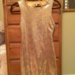 Sequined gold dress